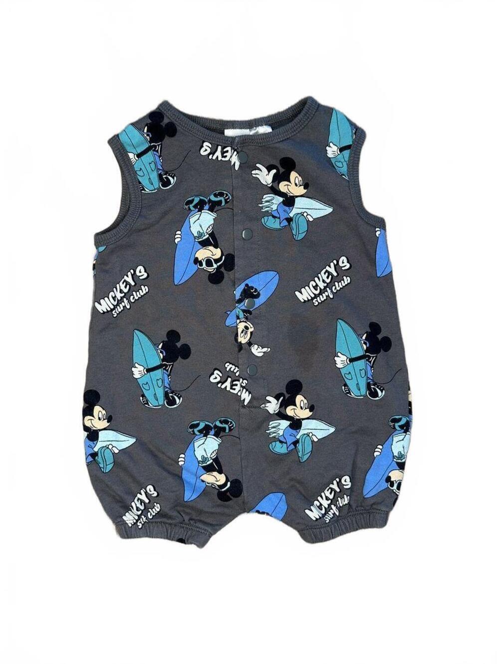 H&M 3-6M Disney Mickey Mouse Sleeveless Bodysuit Gray